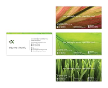 The newest version of the Creative Company business cards. A fresh, clean look.
