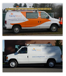 A b2c rebrand for Canby Telcom included fleet graphics to show off the new brand!