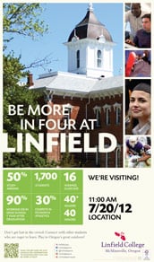 Student recruitment and a brand refresh for Linfield College means a new bold look, as seen in this High School Visit Poster.