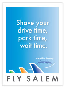 A new brand launch for a new service, Fly Salem, included a flyer.