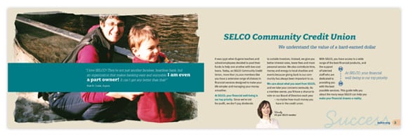This brand restage for the credit union SELCO included updated marketing materials.