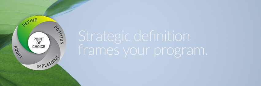 Strategic Definition guides positioning, the visual and verbal brand.