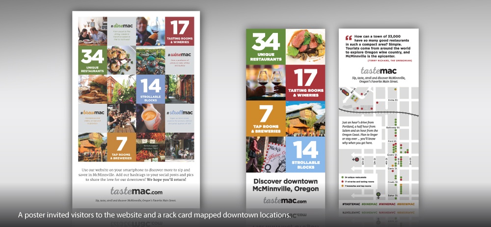 This tourism marketing campaign included a rack card, which mapped featured spots for wining, dining and grabbing a brew.