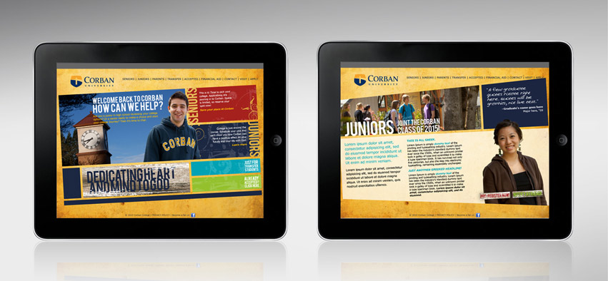 This higher education brand refresh for Corban University was carried through onto their website.