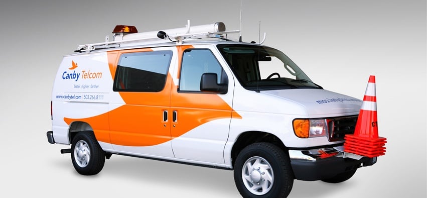 A b2c rebrand for Canby Telcom included new fleet graphics to grab attention.