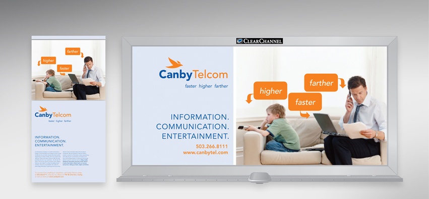 A b2c rebrand for Canby Telcom included a billboard and newspaper ad to introduce the new look!