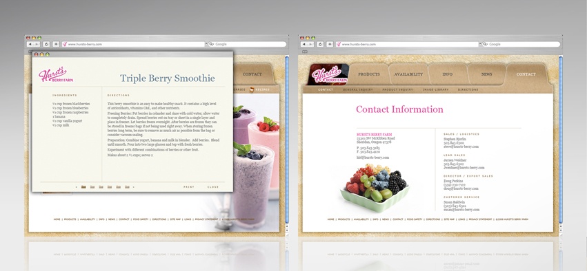 A new marketing website with easy navigation to boost berry sales for Hurst's.