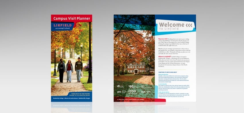 Brand refresh for Linfield reinvents higher education marketing, includes new brochures.