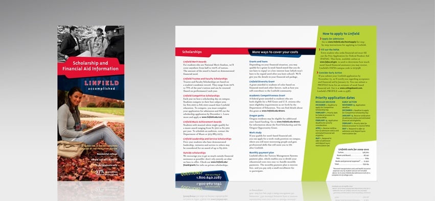 Brand refresh for Linfield reinvents higher education marketing, includes new informational brochures.