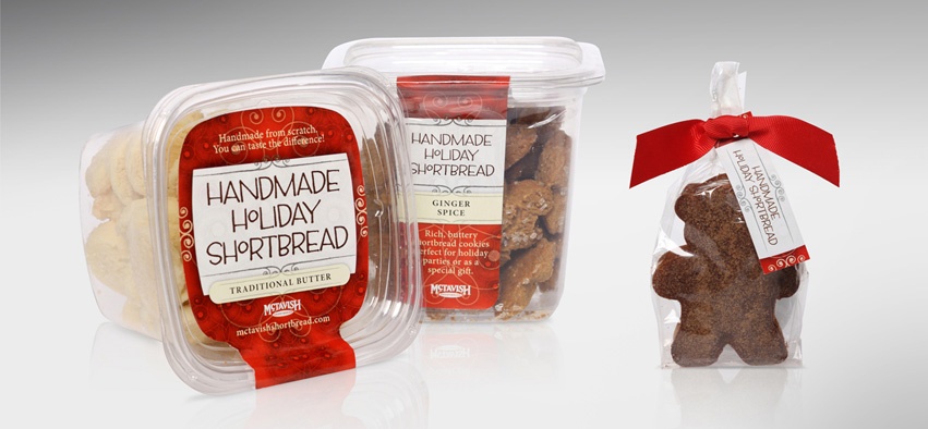 Cookie packaging that increased sales: Handmade Holiday Shortbread.
