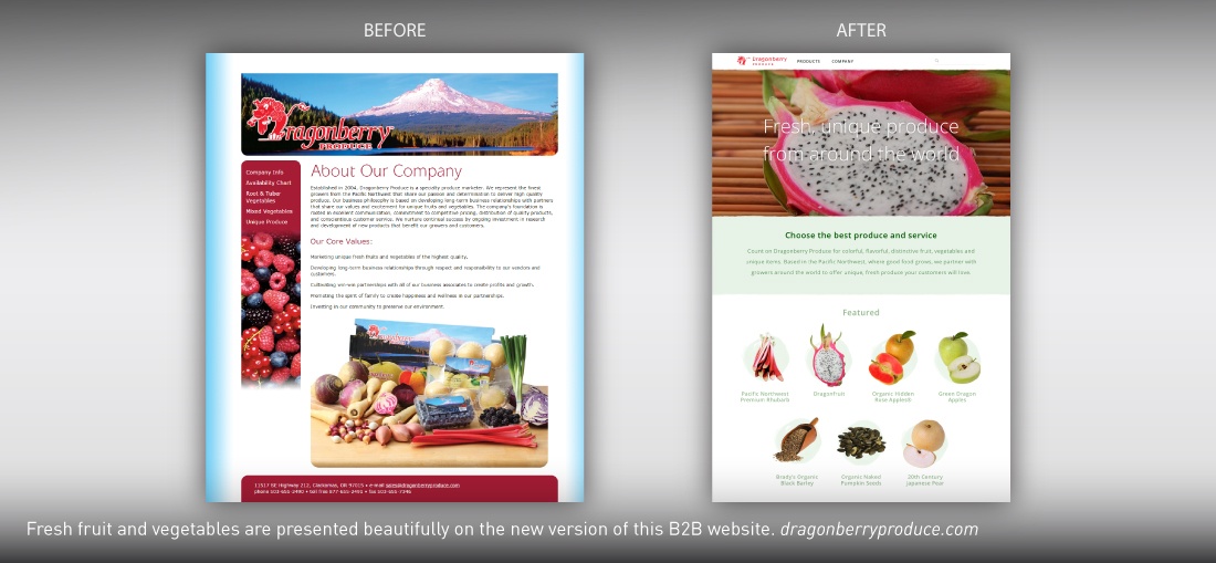 Dragonberry Produce website redesign